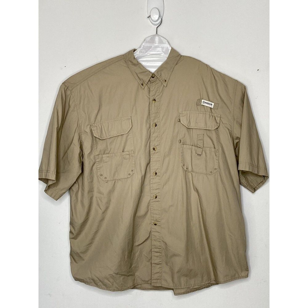Magellan Mens Button Up Fishing Outdoor Gear Shirt Sz 4X Beige Big and Tall C